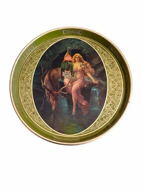 Vintage 1930s Clysmic Table Serving Tray - Art Nouveau - Stag Maiden - 14in